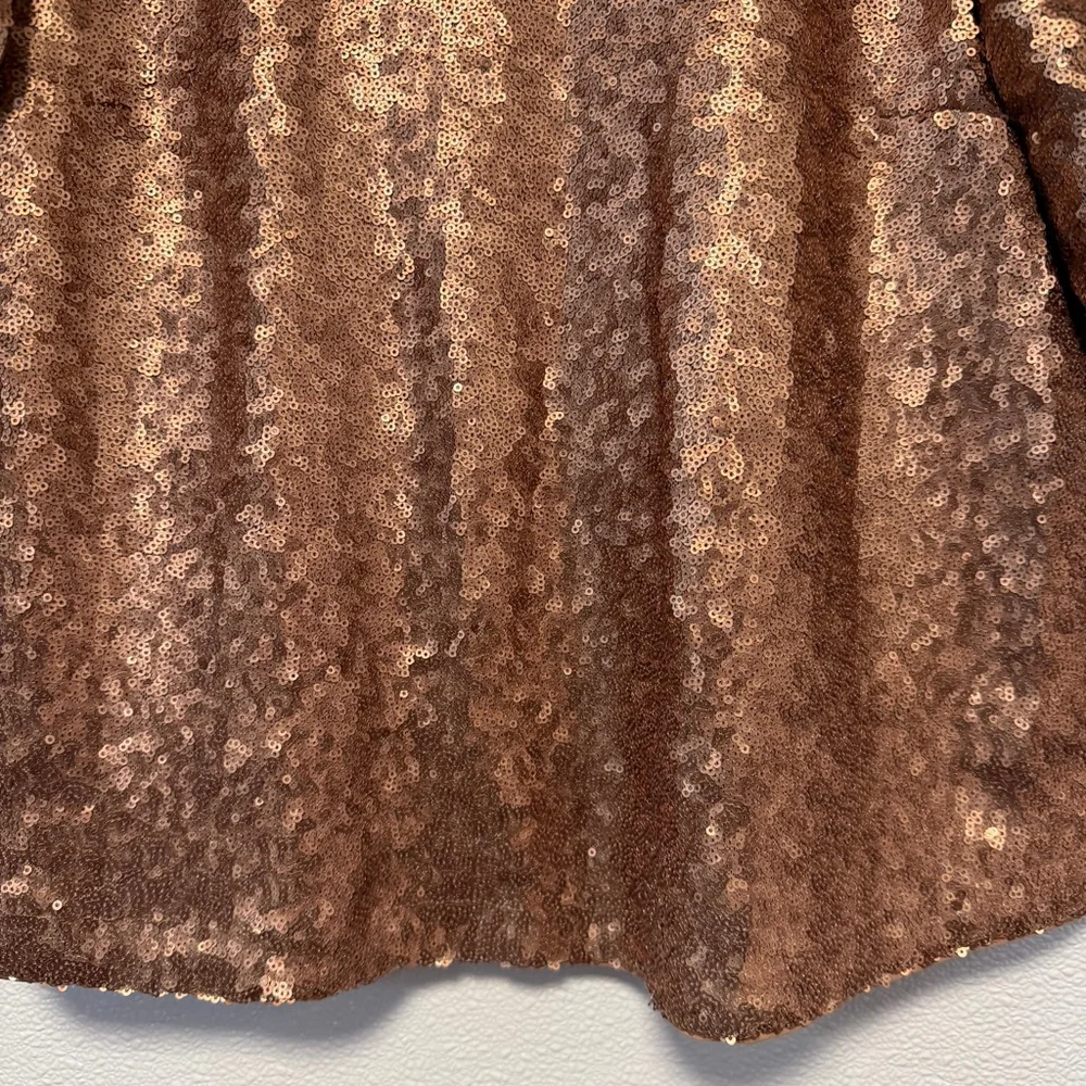 Women's Abercrombie & Fitch M Gold Bronze Sequin Puff Sleeve Blouse New NWOT